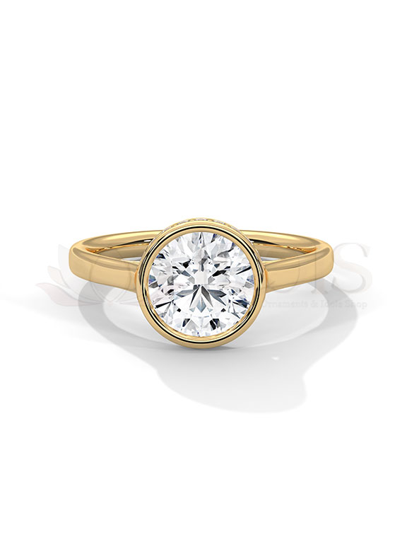 Modern Round Brilliant Bezel Halo Diamond Engagement Ring